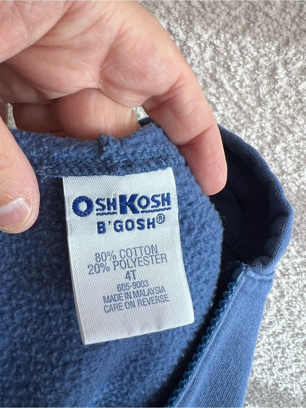 OshKosh Zip Up Vintage Toddler Sweatshirt Blue Hoodie Size‎ 4T